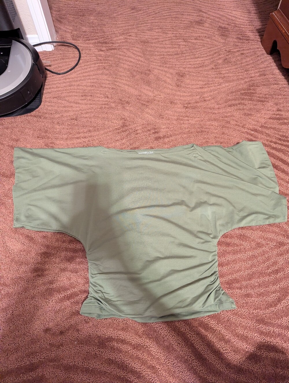 Abercrombie & Fitch Flutter Sleeve Top In Green NWT - Picture 2 of 5